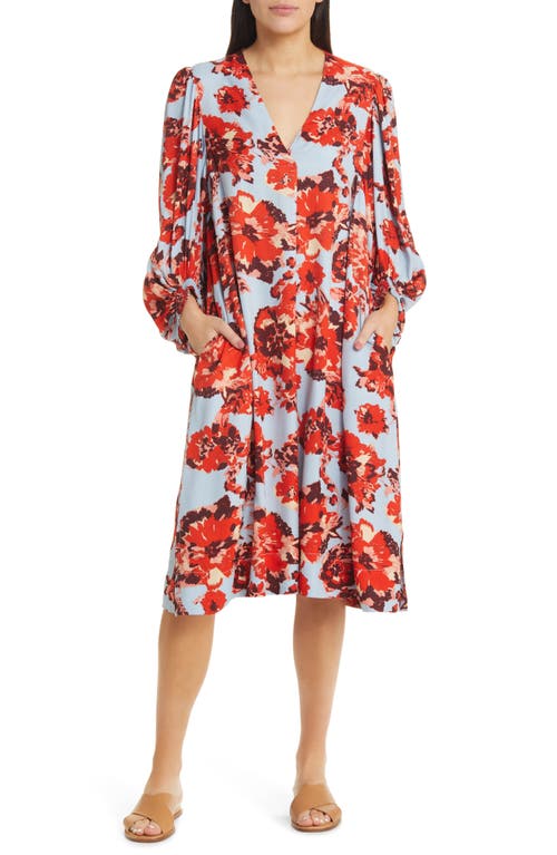 Nalo Floral Long Sleeve Dress in Orange. com