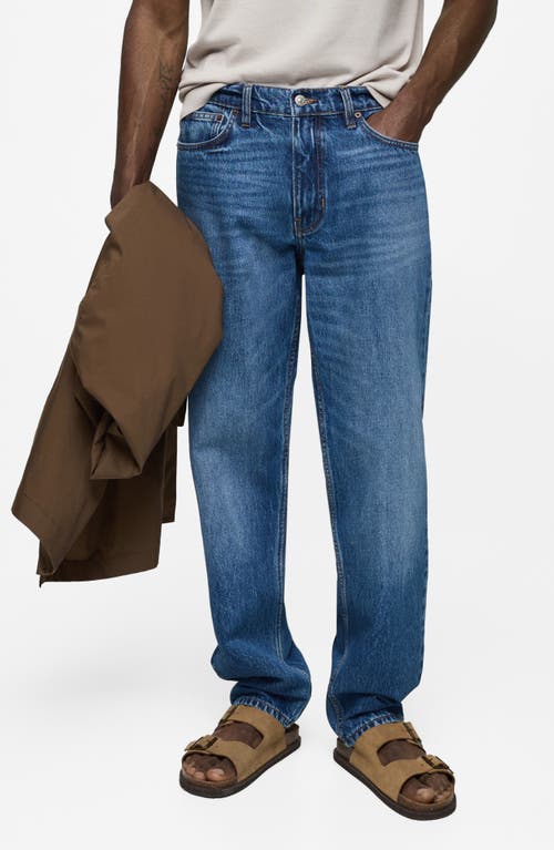 Mango Jean Bob Straight-fit In Dark Blue