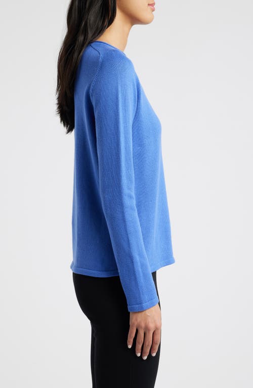 Eileen Fisher Raglan Sleeve Organic Cotton Blend Sweater In Blue Star