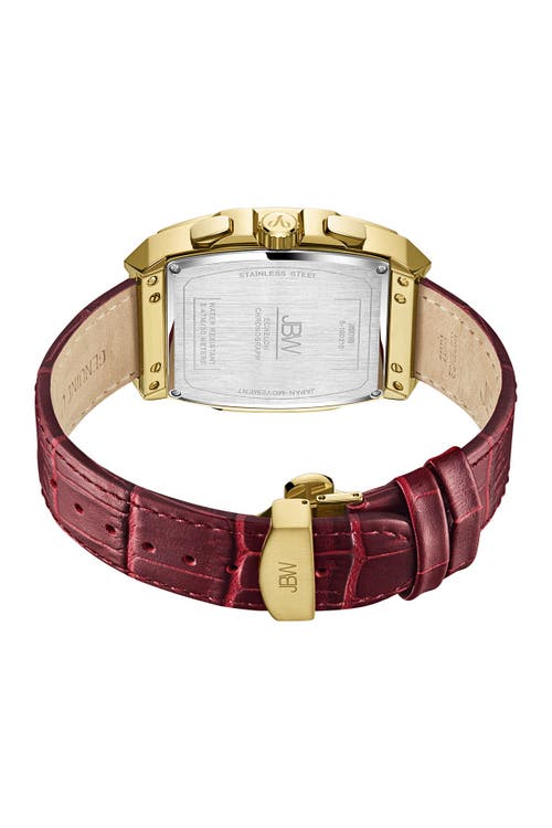 Jbw Echelon Diamond Chronograph Croc Embossed Leather Strap Watch, 41mm In Maroon