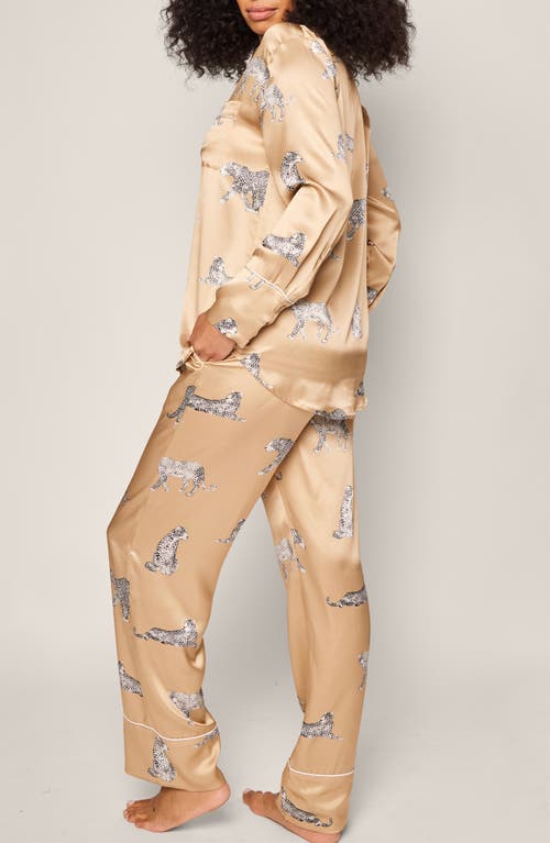 Shop Petite Plume Panthre De Nuit Piped Mulberry Silk Pajamas In Beige