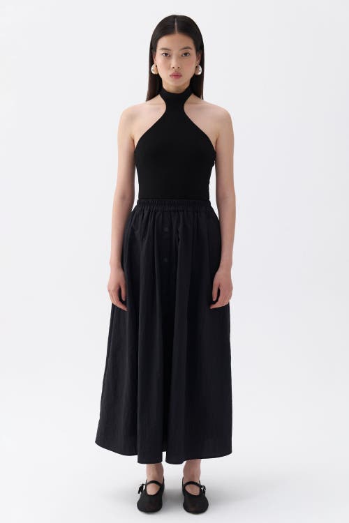 Shop Nocturne Button Accessorized Midi Skirt In Black