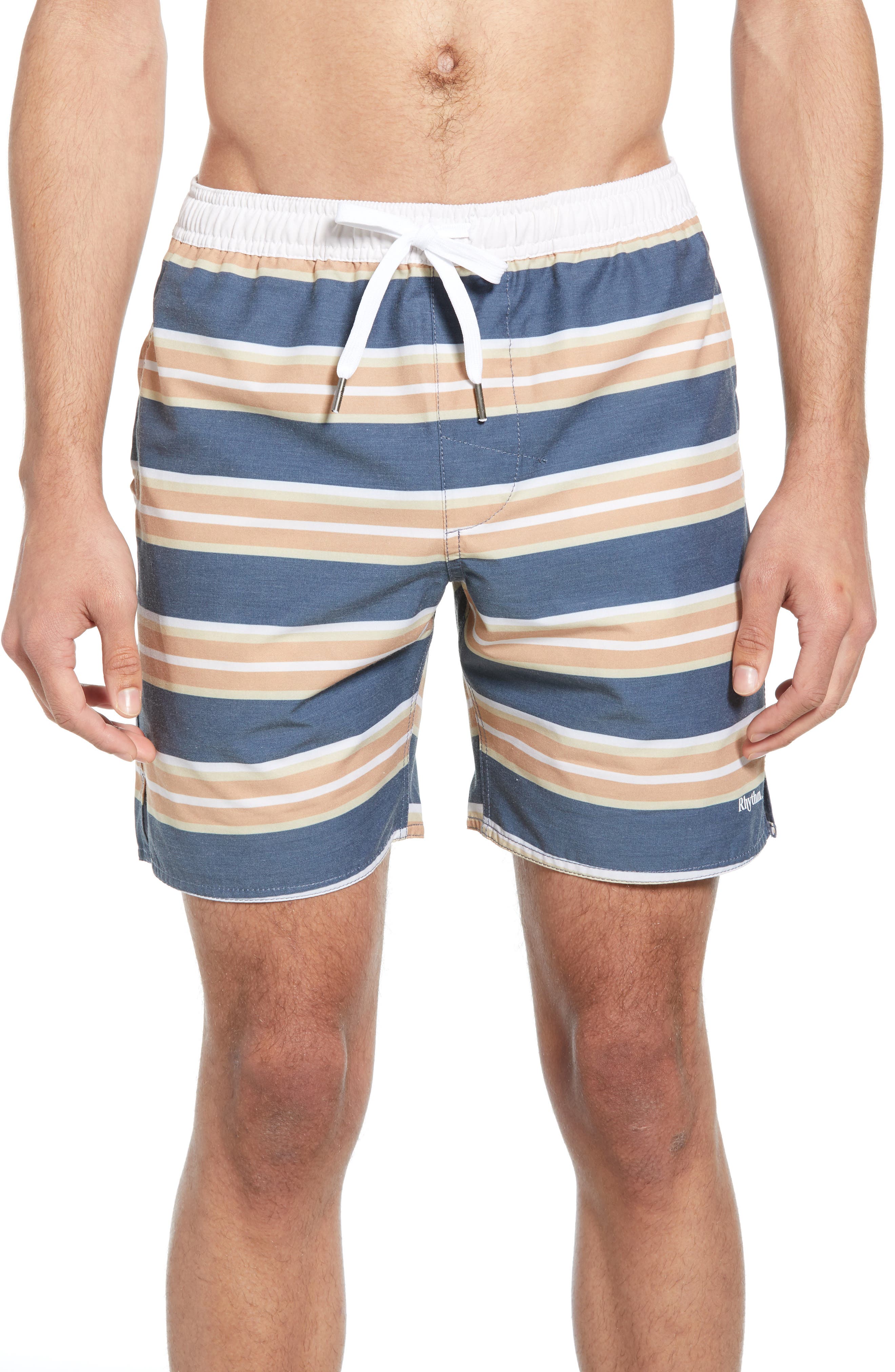 Rhythm Coastal Stripe Board Shorts, Blue
