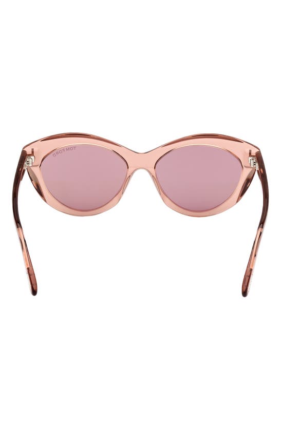 Tom Ford Toni 55mm Oval Sunglasses In Shiny Light Rose / Pink Silver