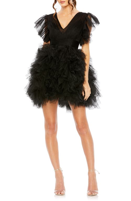 Mac Duggal Tiered Ruffle Tulle Cocktail Minidress at Nordstrom,