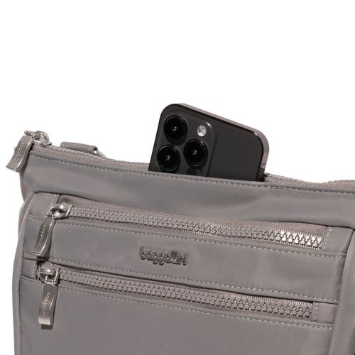 Shop Baggallini Pocket Belt Bag Convertible Crossbody Waist Pack In Steel Grey Twill