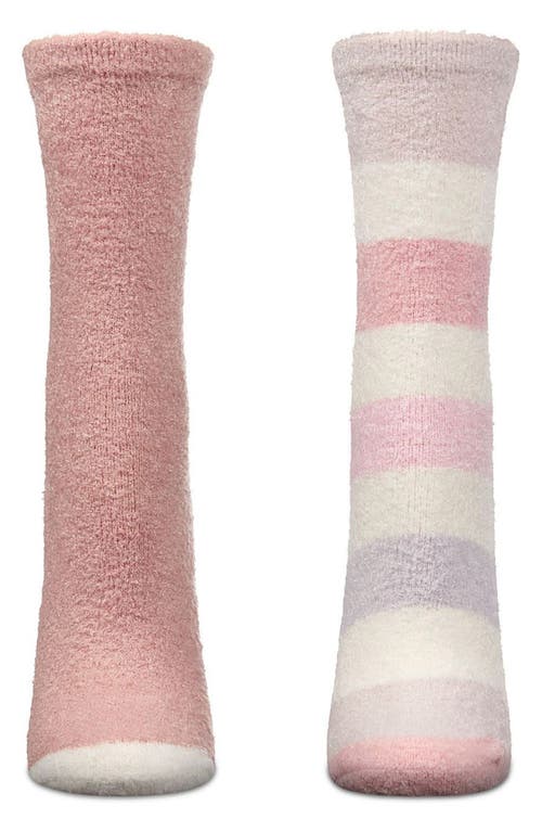 Memoi Assorted 2-pack Aloe Infused Crew Socks In Pink