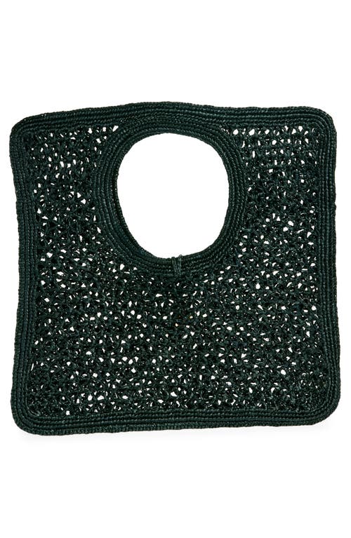 Jacquemus Carre Spiaggia Embellished Braided Raffia Tote In Black