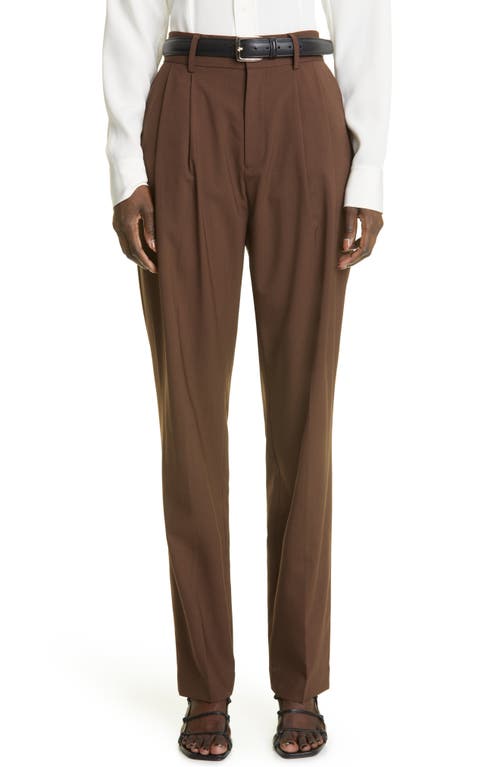 CO Pleated Wool Trousers in Dark Brown