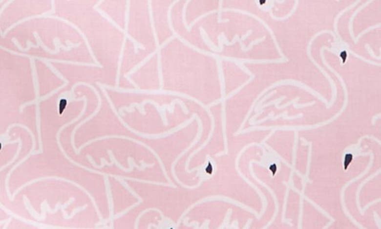 Shop Johnston & Murphy Kids' Flamingo Print Short Sleeve Cotton Button-down Shirt In Pink