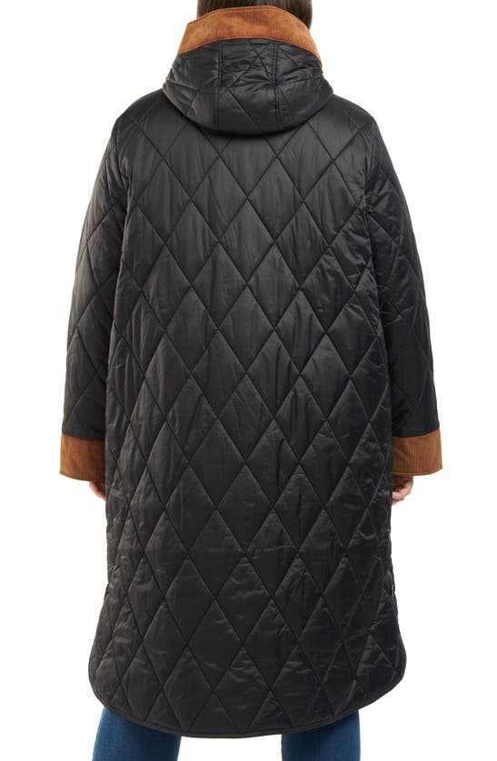 Barbour Mickley Long Quilted Jacket In Black/ Ancient ModeSens