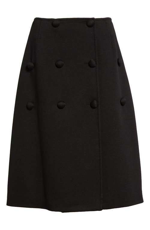 Jil Sander Con Button-front Splittable Melange Wool Skirt In Black