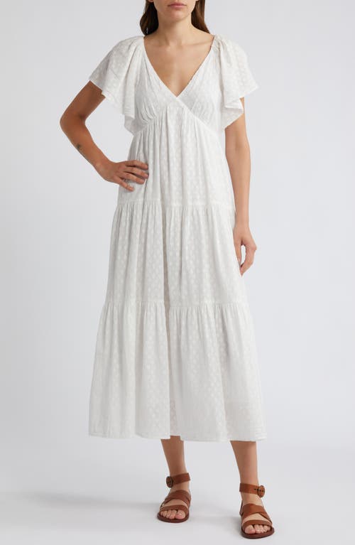 Flutter Sleeve Maxi Dress in Soft White