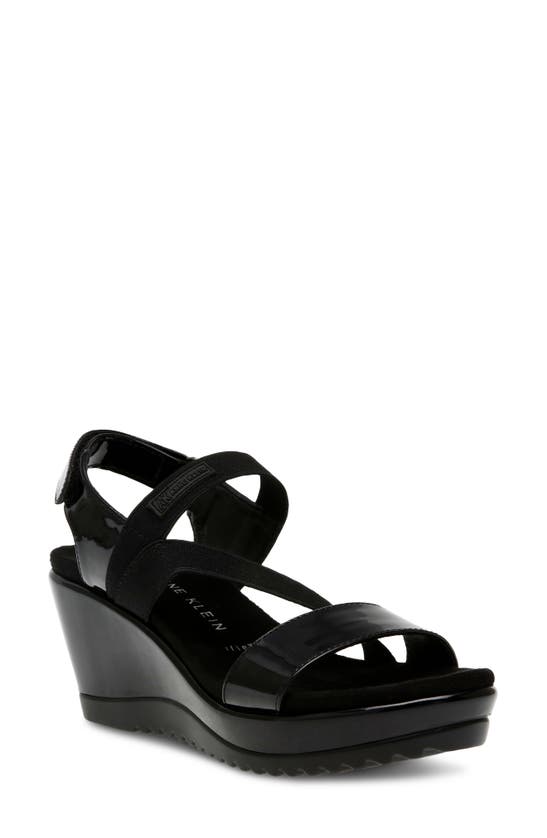 Anne Klein Regina Platform Wedge Sandal In Black