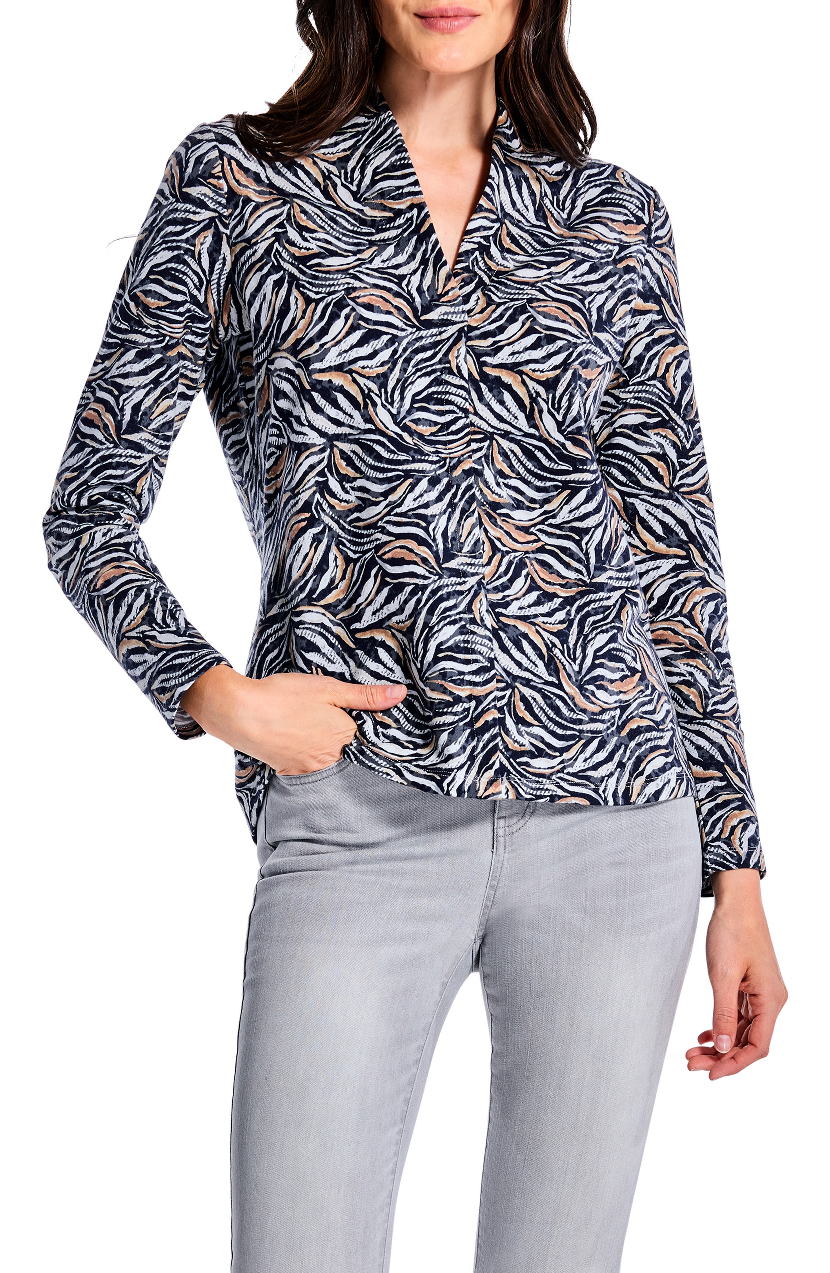 NIC+ZOE Mosaic Mix Crinkle Shirt