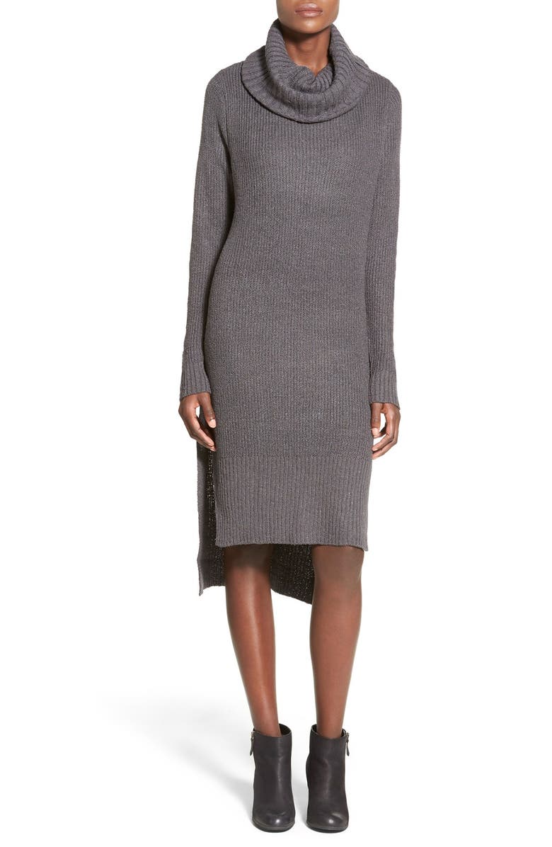 ALL IN FAVOR Cowl Neck Sweater Dress, Main, color, CHARCOAL