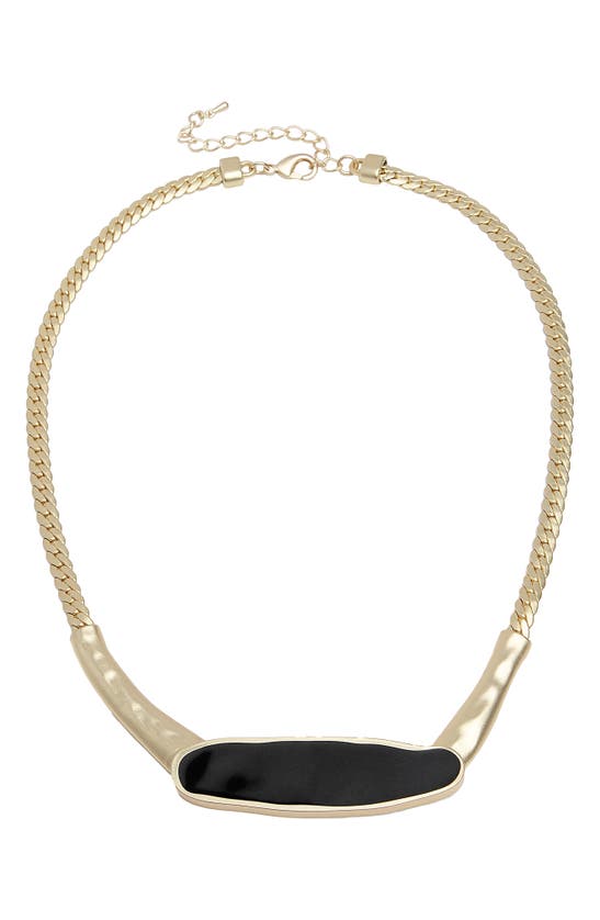 Saachi Herringbone Chain Plated Collar Necklace In Black/ Gold