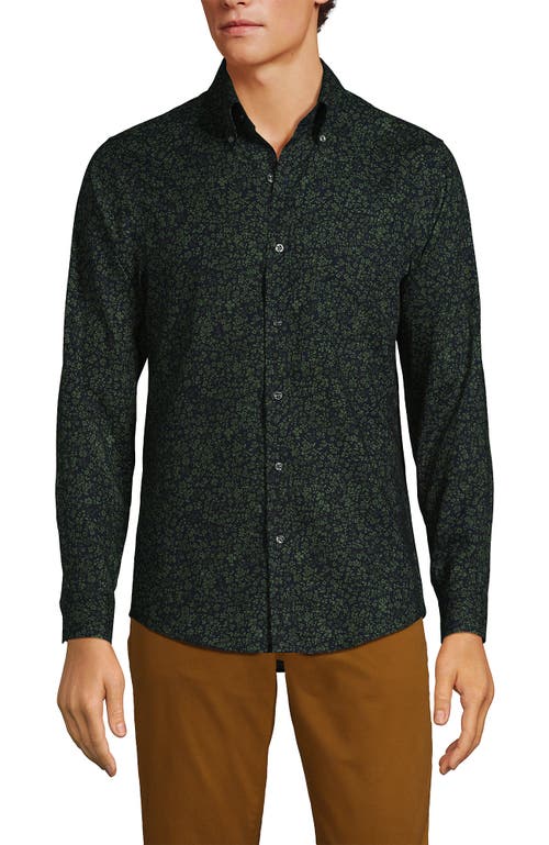 Shop Lands' End Traditional Fit No Iron Twill Shirt In Estate Green Flowers