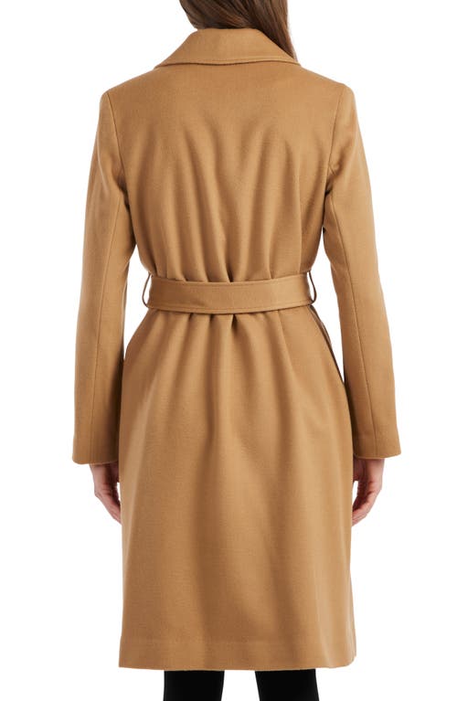 Sofia Cashmere Baby Camel Pick-stitched Wrap Coat