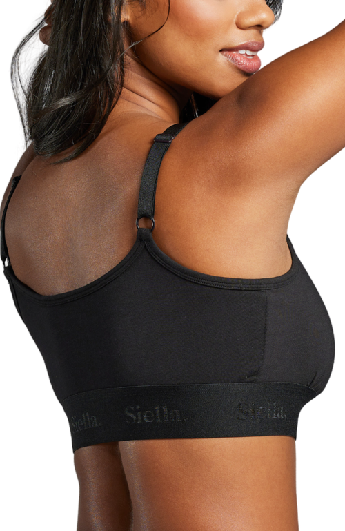 Shop Siella Organic Cotton Scoop Neck Bralette In Black