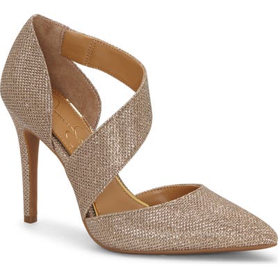 Jessica Simpson Pintra Leopard Print Pointed Toe Pump- Metallic