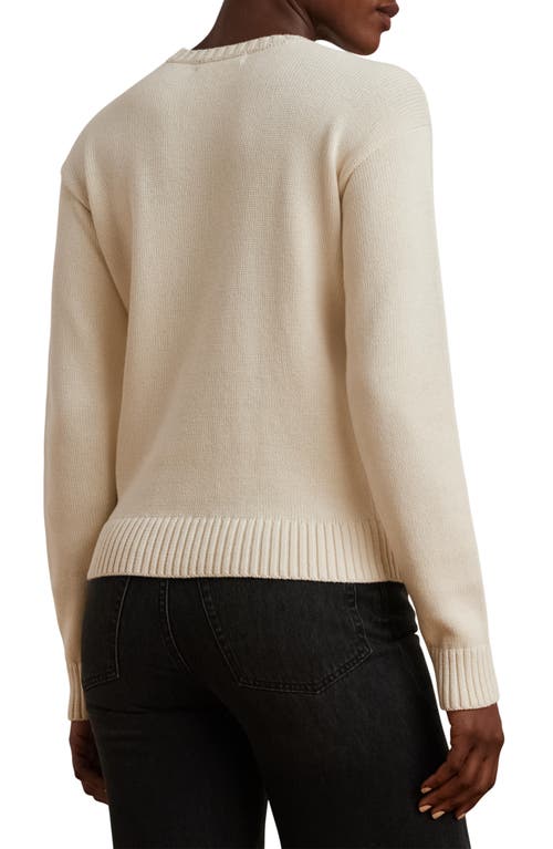 Shop Lauren Ralph Lauren Intarsia Dachshund Cotton Sweater In Mascarpone Cream