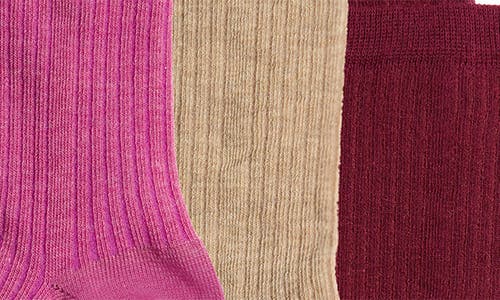 Stems Assorted 3-pack Rib Socks In Amarylis/plum/nude