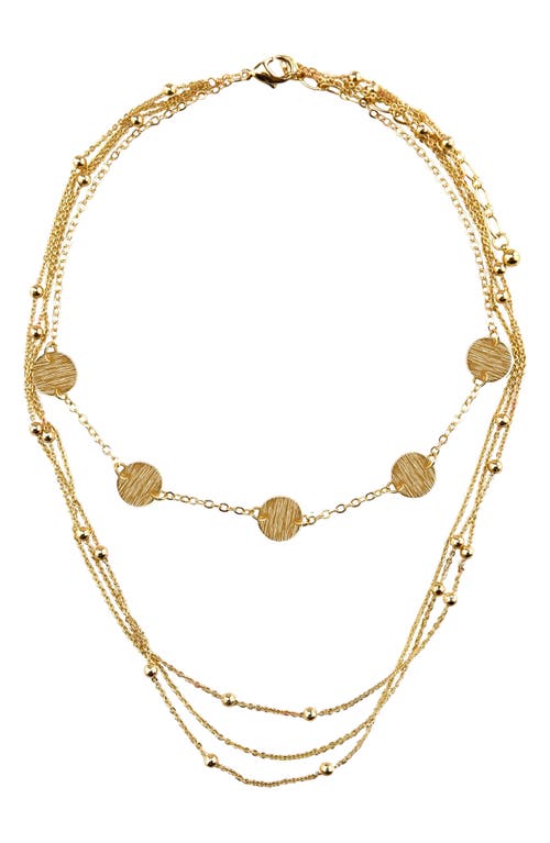 Textured Disc Layered Necklace in Gold