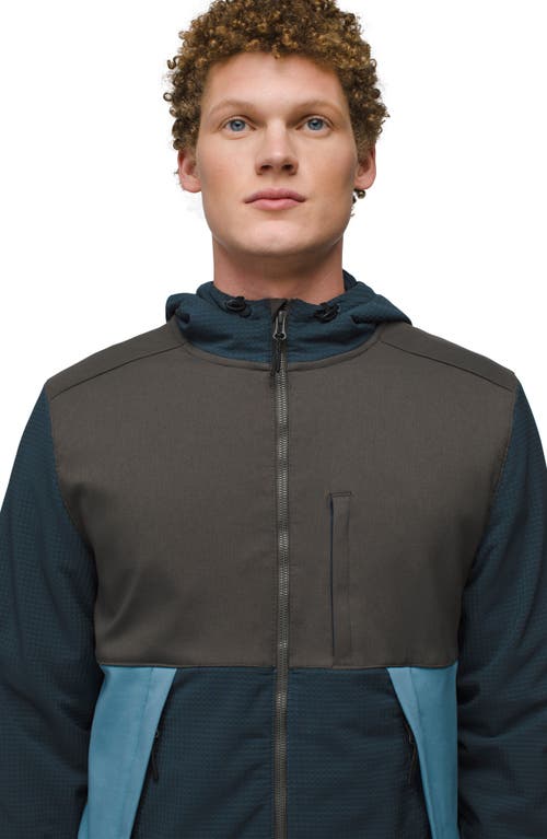 Shop Prana Gridlocked Fleece Overlay Hooded Jacket In Stormy Night