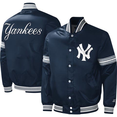 New York Yankees Pro Standard Women's Satin Full-Snap Varsity Jacket - Cream