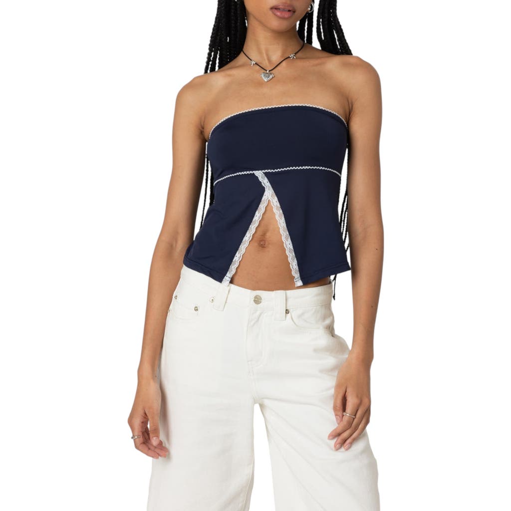 EDIKTED EDIKTED LACE TRIM SPLIT FRONT TUBE TOP