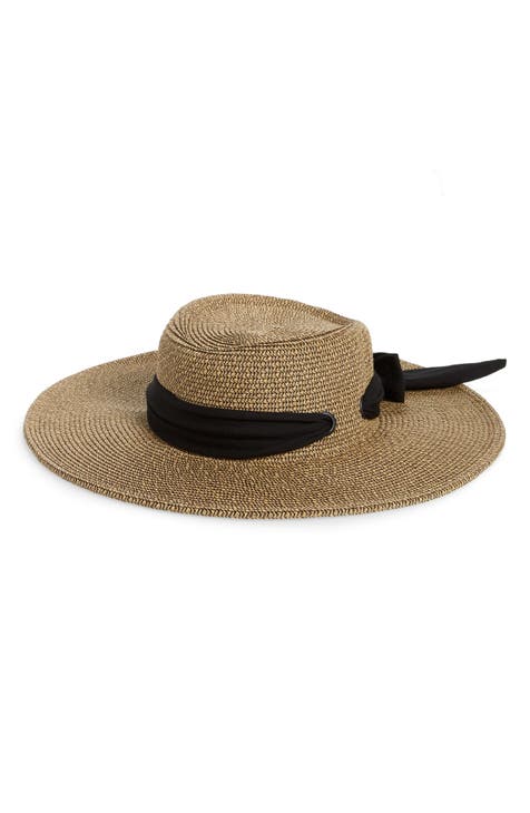 Straw Gondolier Hat with Scarf Bow