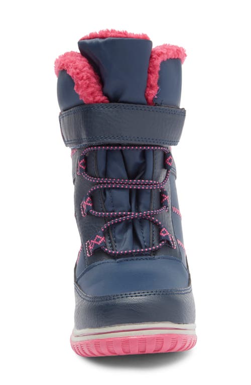 Totes Kids' Faux Shearling Lined Boot In Navy/berry