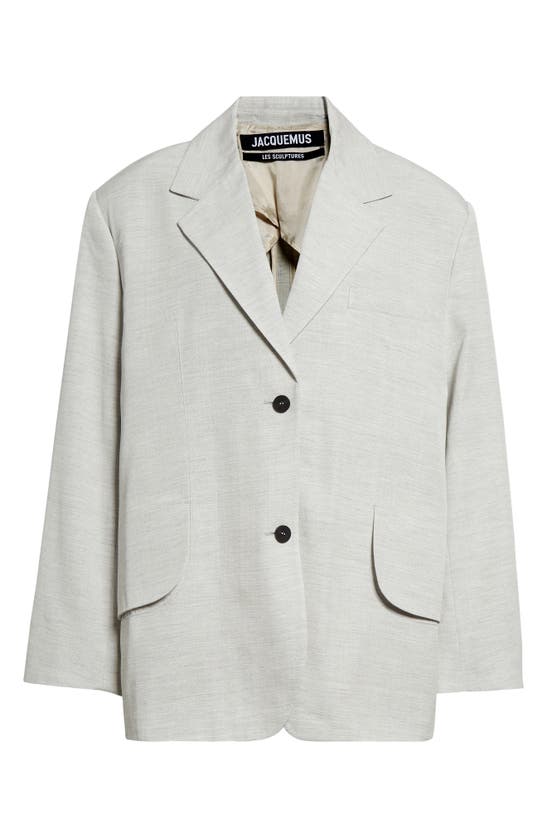 Shop Jacquemus La Veste Titolo Oversize Blazer In Light Grey