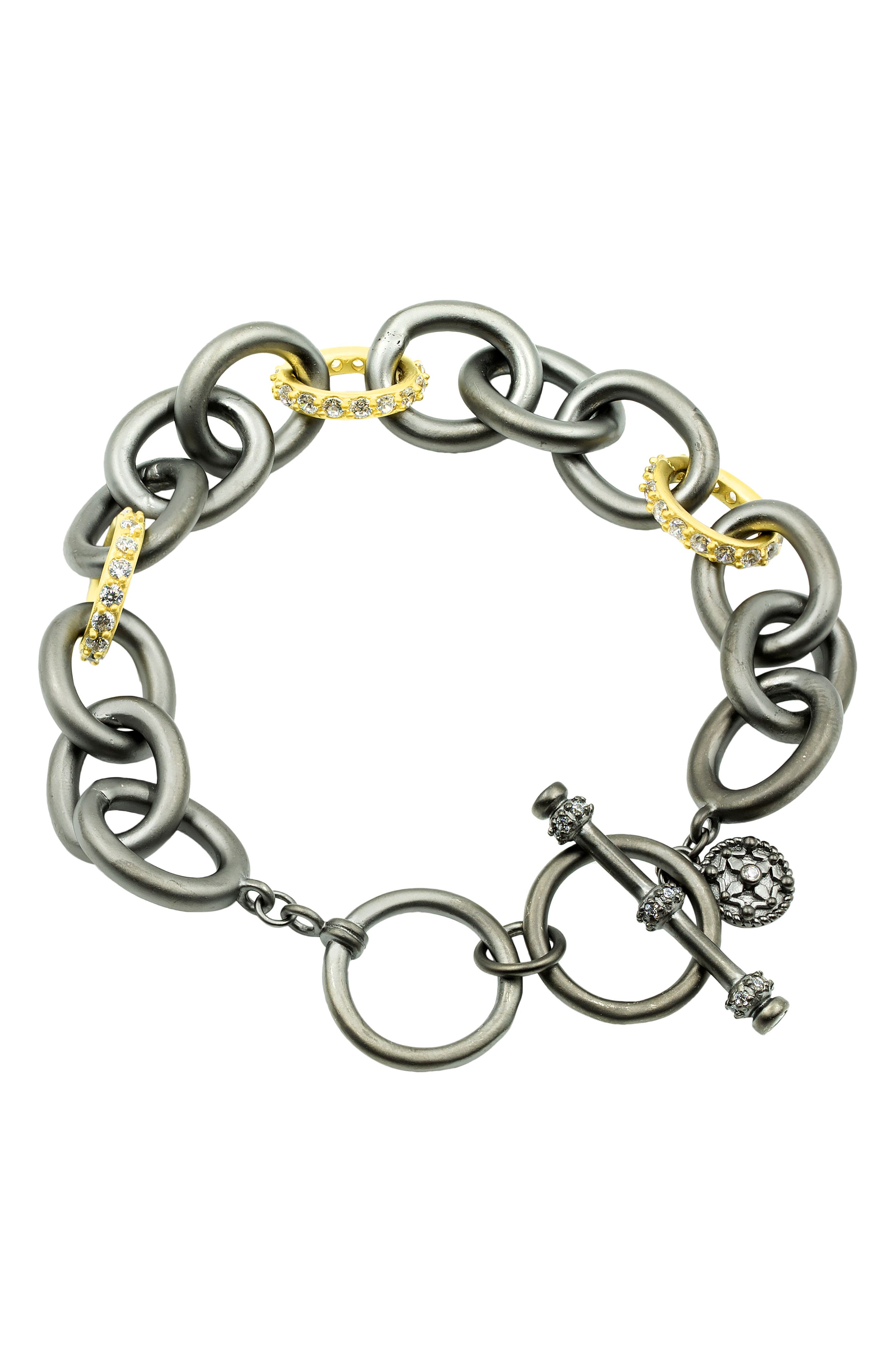 FREIDA ROTHMAN Heavy Alternating Link Toggle Bracelet in Gold/Black at Nordstrom -  YRZ070129B-1