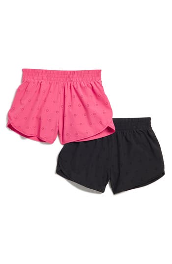 Yogalicious Kids' 2-pack Running Shorts In Raspberry Sorbet/black