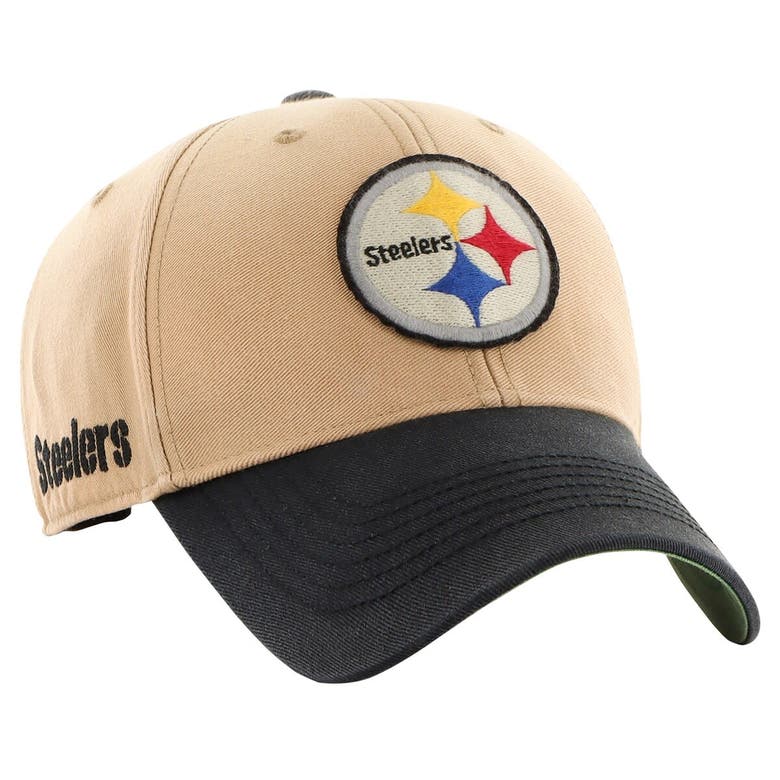47 ' Khaki/black Pittsburgh Steelers Dusted Sedgwick Mvp Adjustable Hat In Brown