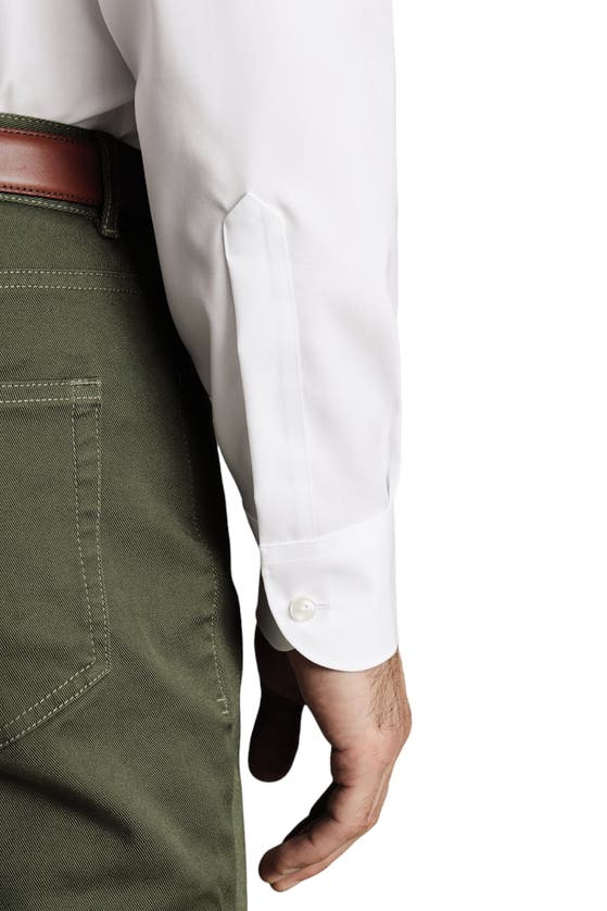 Shop Charles Tyrwhitt Non-iron Button-down Oxford Slim Fit Shirt Single Cuff In White