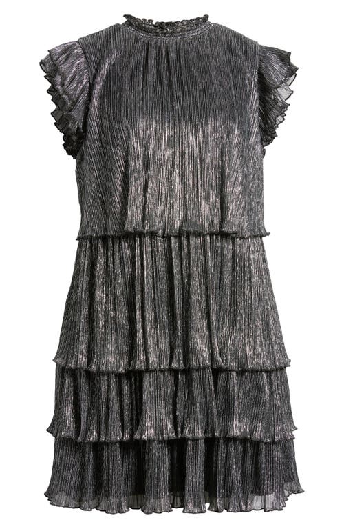 Shop Chelsea28 Metallic Tiered Minidress In Silver Foil