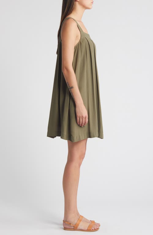 Shop Treasure & Bond Pleated Sleeveless Shift Minidress In Olive Kalamata