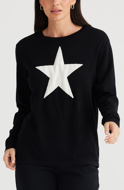 Shop Brave + True Brave+true Petra Star Knit Top In Black W White