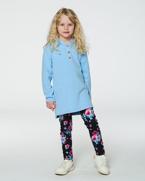 Shop Deux Par Deux Little Girl's Printed Leggings Black With Roses In Printed Roses