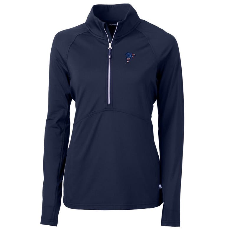 Shop Cutter & Buck Navy Atlanta Falcons Adapt Eco Knit Stretch Recycled Half-zip Pullover Top