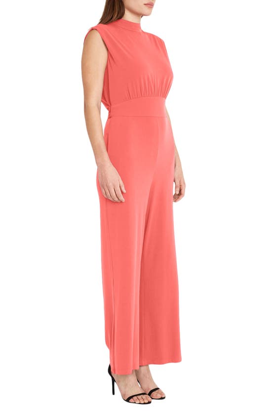 Shop Donna Morgan For Maggy Mock Neck Jumpsuit In Paradise Pink