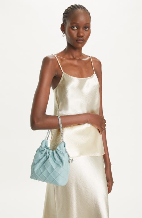 Tory Burch Mini Fleming Quilted Leather Hobo Bag In Mist