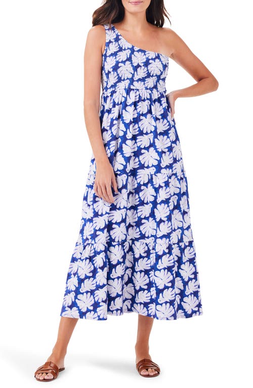 NZT by NIC+ZOE Shadow Palm One-Shoulder Midi Dress Blue Multi at Nordstrom,