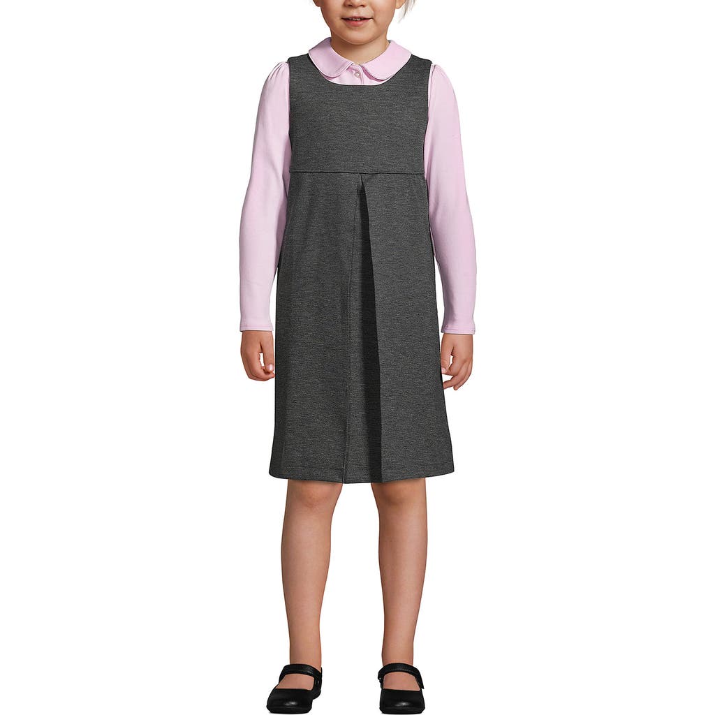 Lands' End Girls Ponte Pleat Jumper In Charcoal Heather