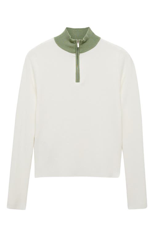 Shop Mango Quarter Zip Sweater In Pastel Green