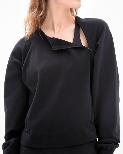 Shop Rebody Active City Zip Crop Crewneck Sweatshirt In Black