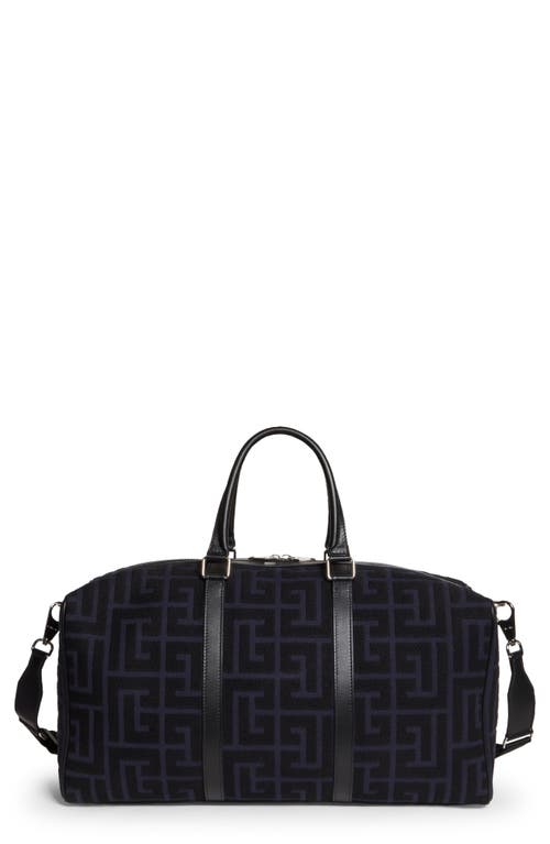 Balmain Voyage Monogram Jacquard Duffle Bag in GFE Ivory/Black